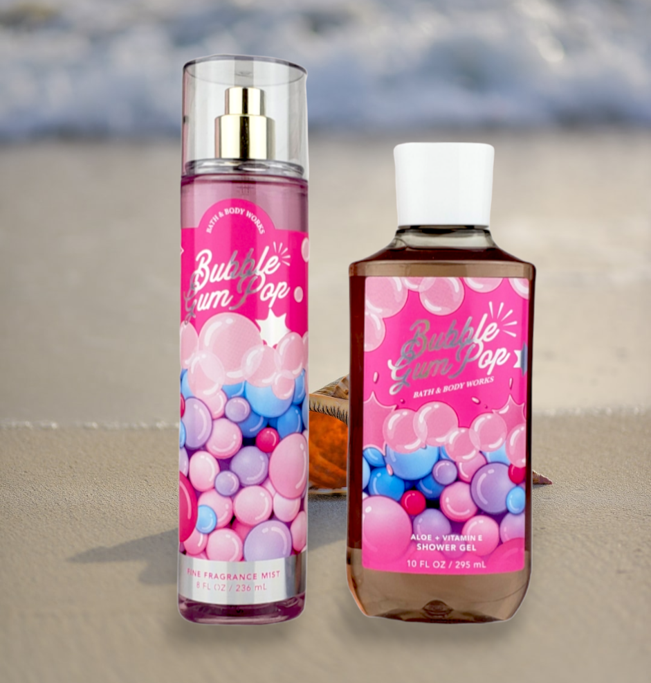 Bath &amp; Body Works Bubble Gum Pop Juego de gel de ducha y niebla con fragancia fina