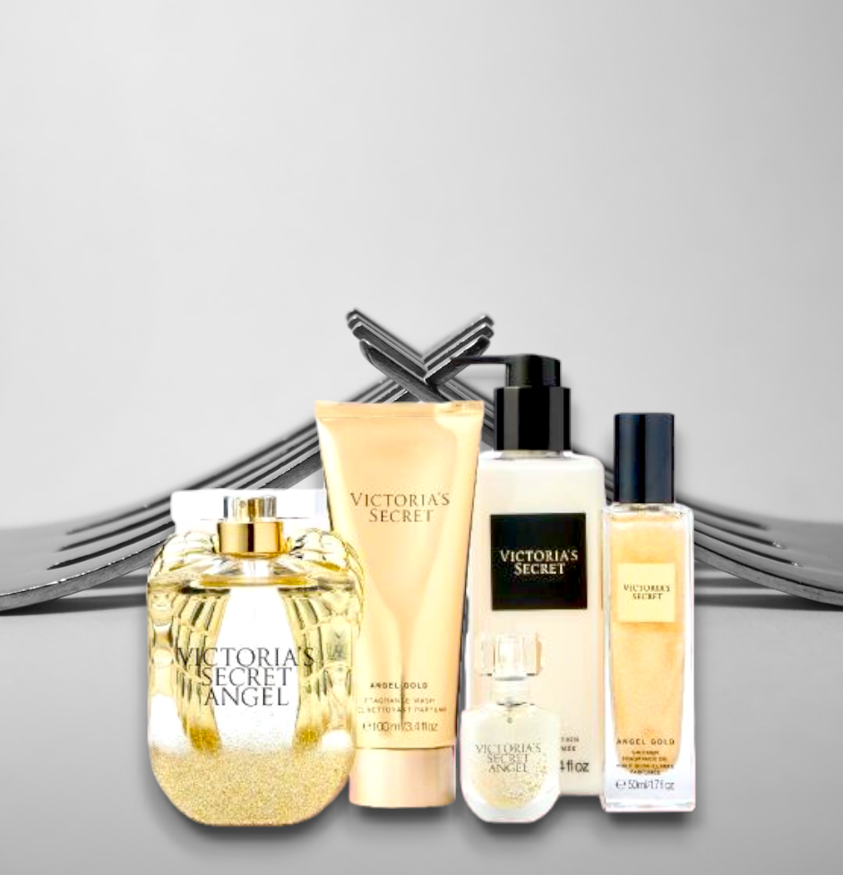 Victoria's Secret Angel Gold Colección de estuches de perfume, juego de 5 piezas 