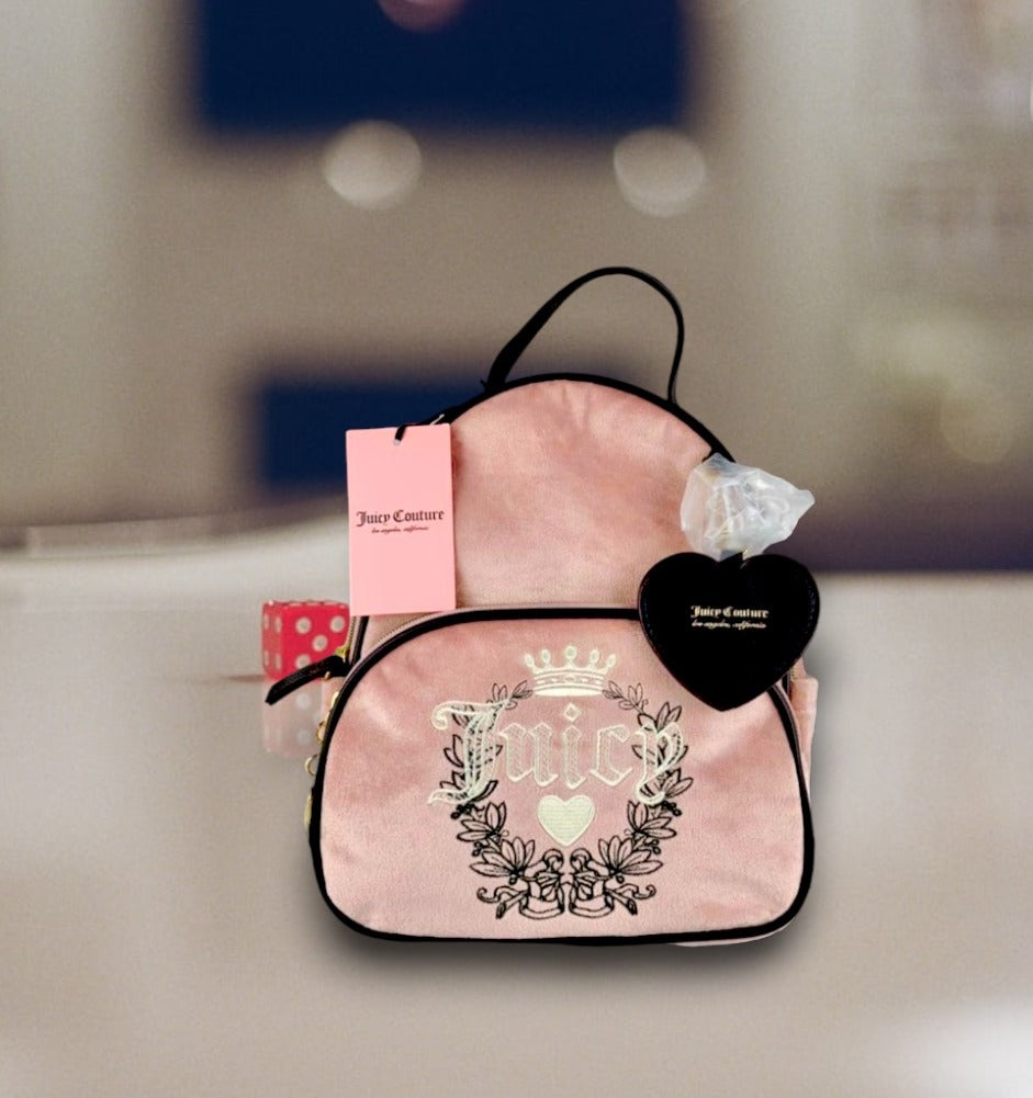 Juicy Couture Dusty Blush Heritage Velvet Backpack