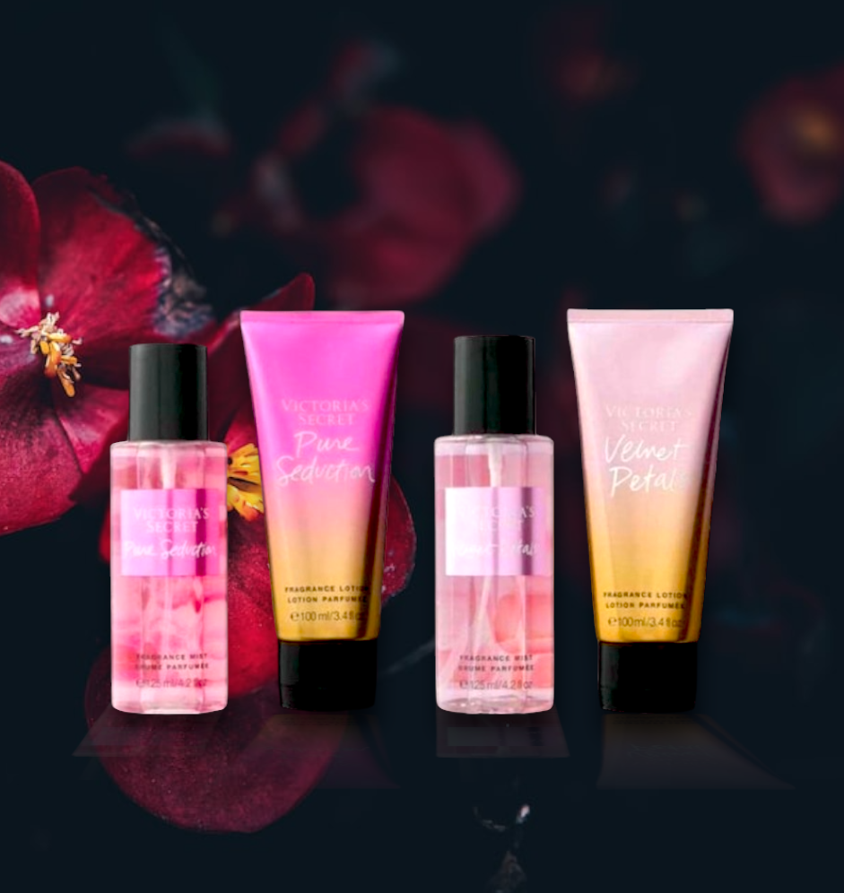 Set de regalo de pétalos de terciopelo y fragancias puras de Victoria's Secret, 4 piezas