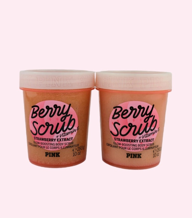 Victoria's Secret Pink Berry Scrub exfoliante corporal potenciador de brillo, juego de 2 piezas