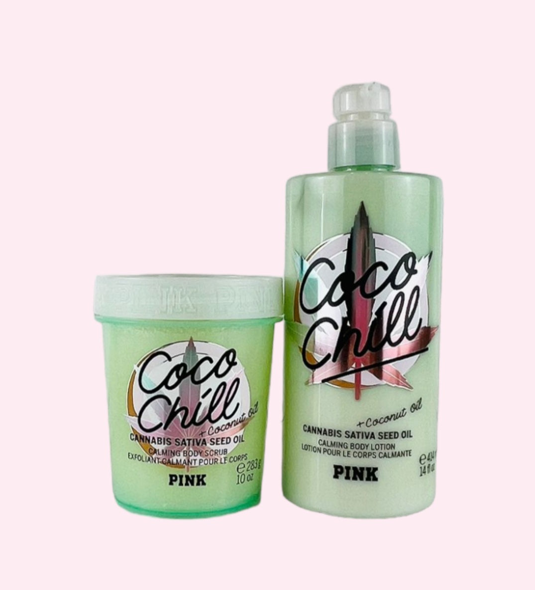 Victoria's Secret Pink Coco Chill Calming Body Scrub & Lotion 2pc Set