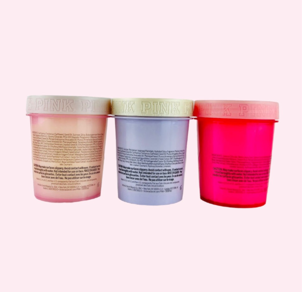 Victoria's Secret Pink Coco, Honey Lavender & Rosewater Body Scrub 3pc Set