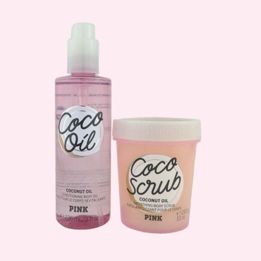 Juego de 2 piezas de exfoliante de coco y aceite de coco rosa de Victoria's Secret