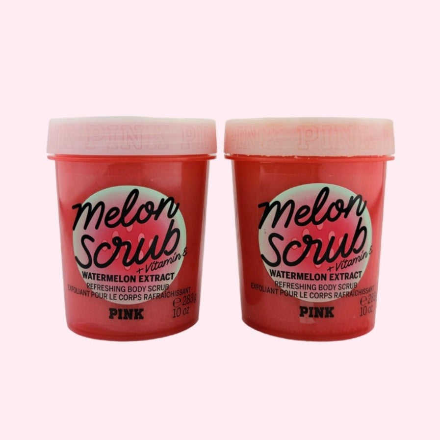 Victoria's Secret Pink Melon Scrub exfoliante corporal refrescante, juego de 2 piezas