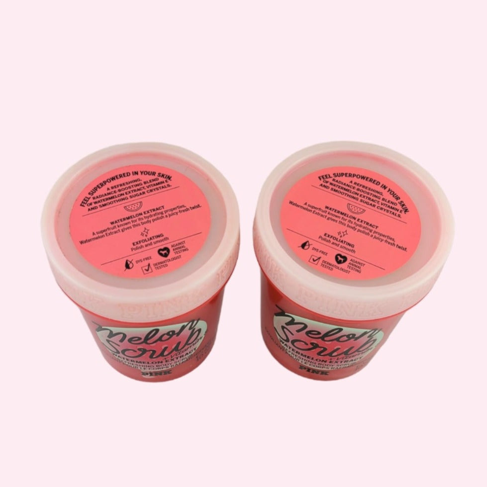 Victoria's Secret Pink Melon Scrub exfoliante corporal refrescante, juego de 2 piezas