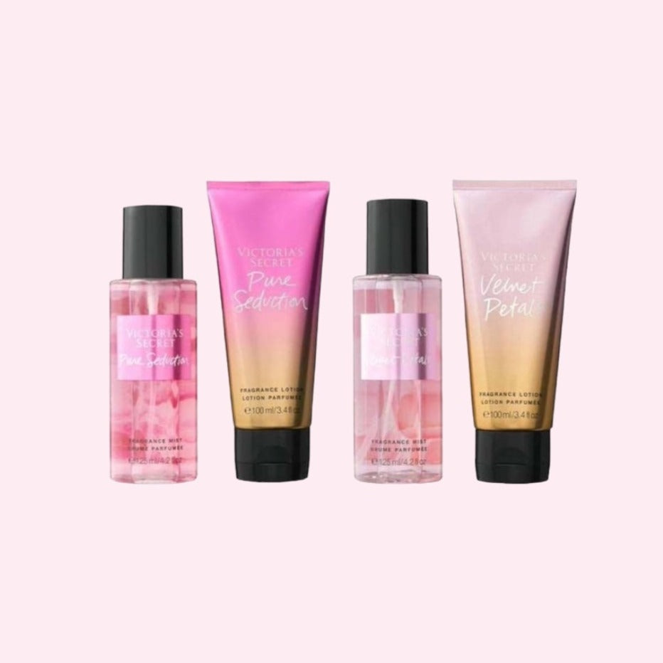 Set de regalo de pétalos de terciopelo y fragancias puras de Victoria's Secret, 4 piezas