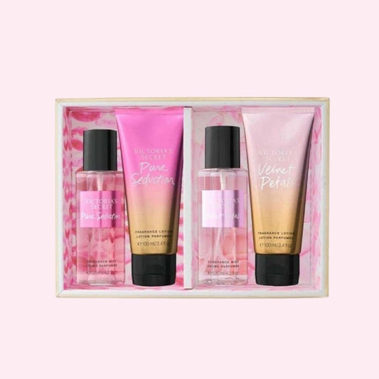 Set de regalo de pétalos de terciopelo y fragancias puras de Victoria's Secret, 4 piezas