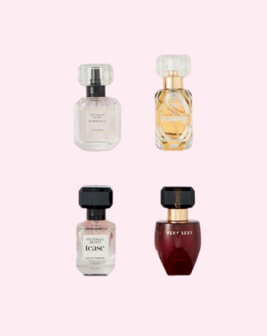 Victoria's Secret Deluxe Fragrance Collection Mini-perfume, juego de 4 piezas