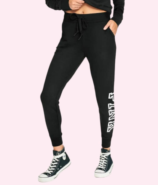 Victoria's Secret Pink Logo Everyday Skinny Jogger Sweatpants Black