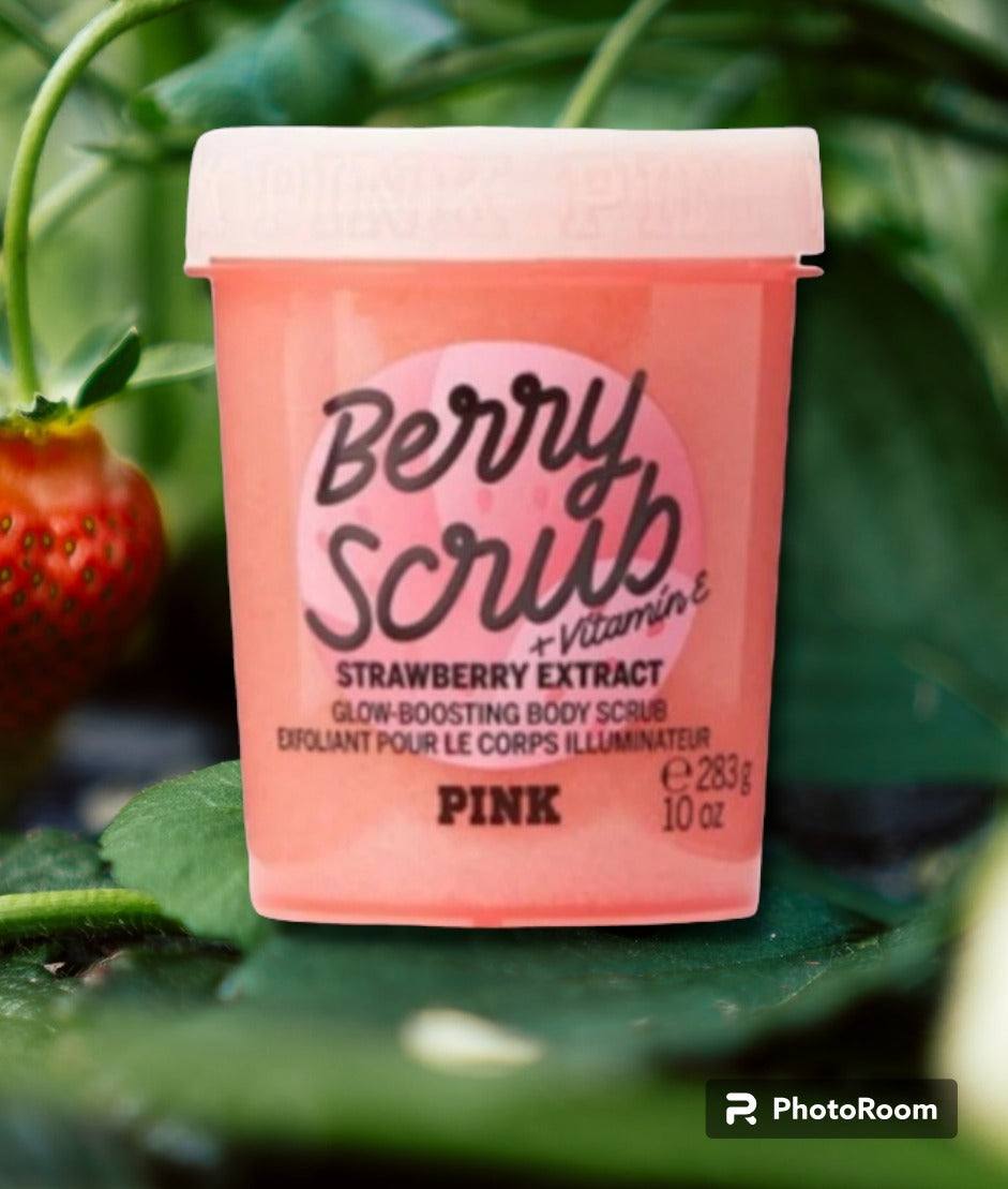 Victoria's Secret Pink Berry Scrub exfoliante corporal potenciador de brillo, juego de 2 piezas