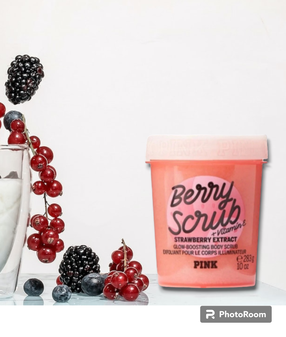 Victoria's Secret Pink Berry Scrub exfoliante corporal potenciador de brillo, juego de 2 piezas