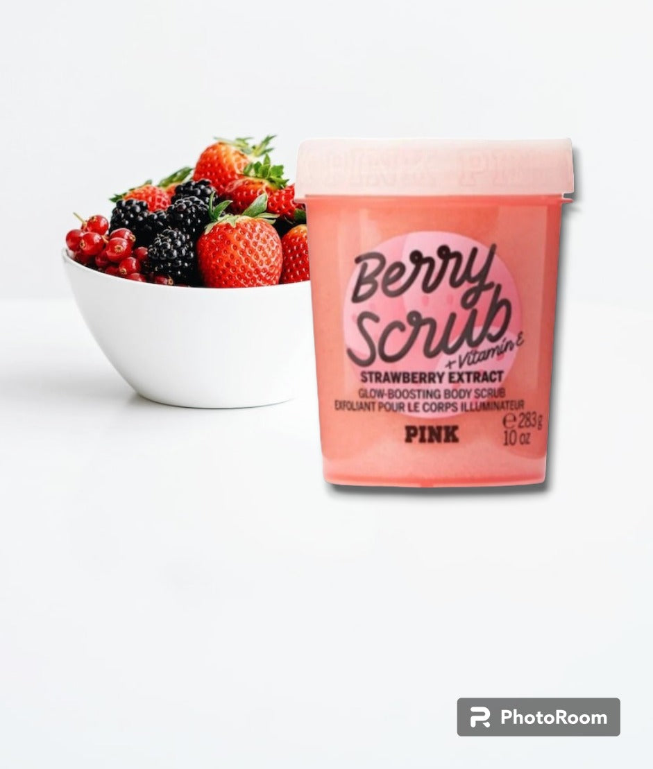 Victoria's Secret Pink Berry Scrub exfoliante corporal potenciador de brillo, juego de 2 piezas