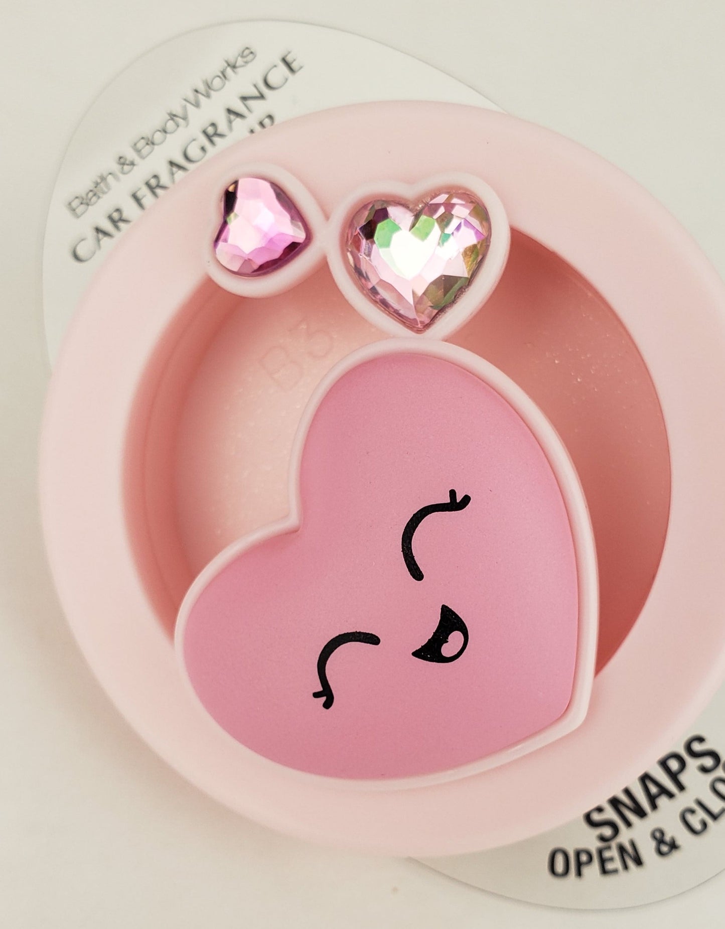 Bath & Body Works Smiley Heart Visor Clip Car Fragrance Holder