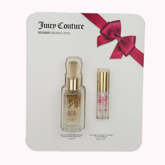 Juego de miniperfume con fragancia de diseñador Juicy Couture Hollywood Royal 1.3oz Couture La La .30oz